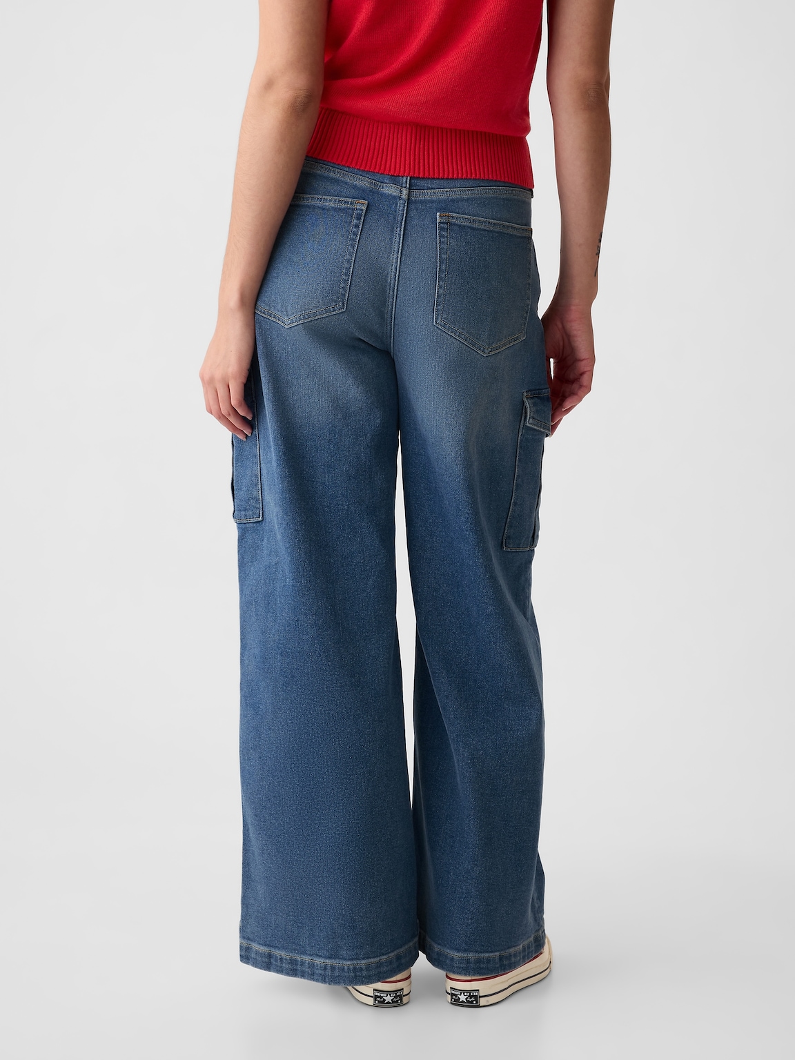 High Rise Stride Wide-Leg Cargo Jeans