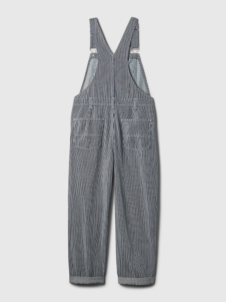 Striped Loose Overalls