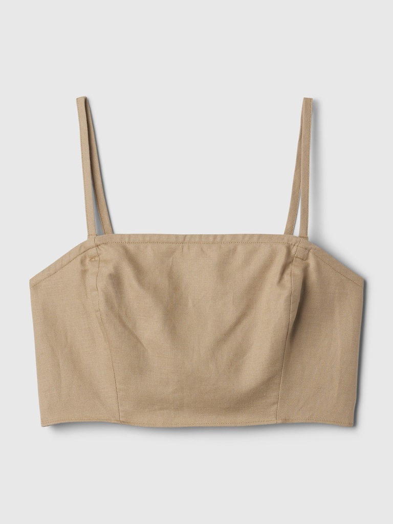 Linen-Cotton Cropped Tube Top