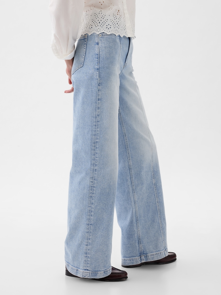 High Rise Stride Wide-Leg Jeans