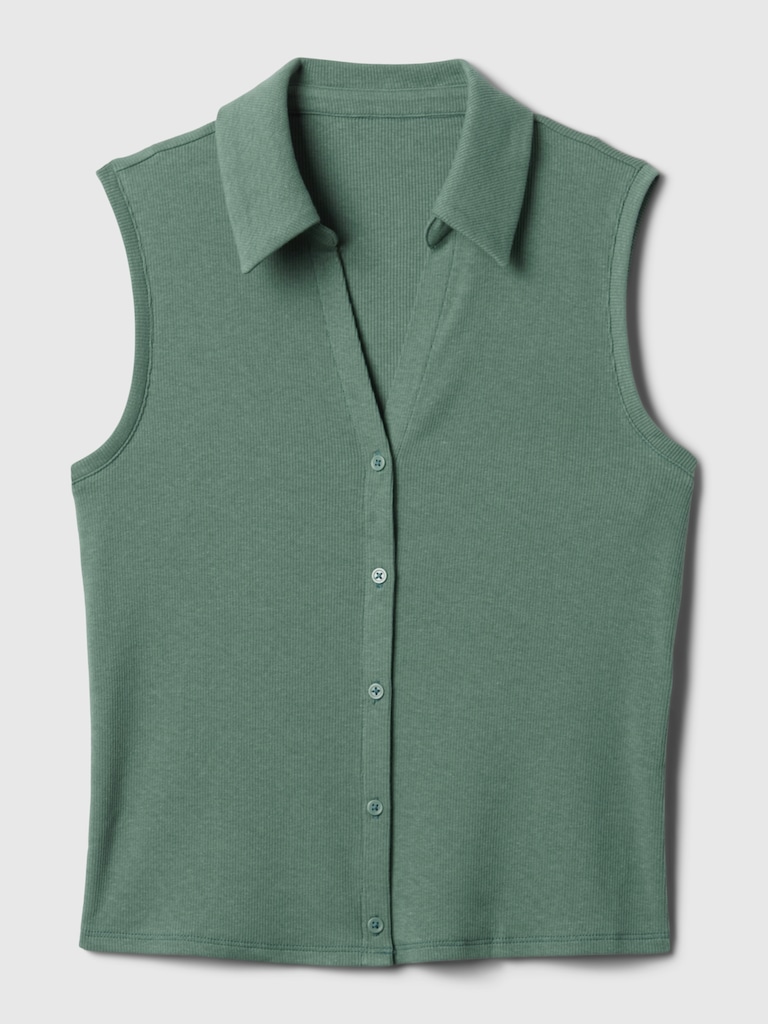 Modern Rib Cropped Polo Shirt