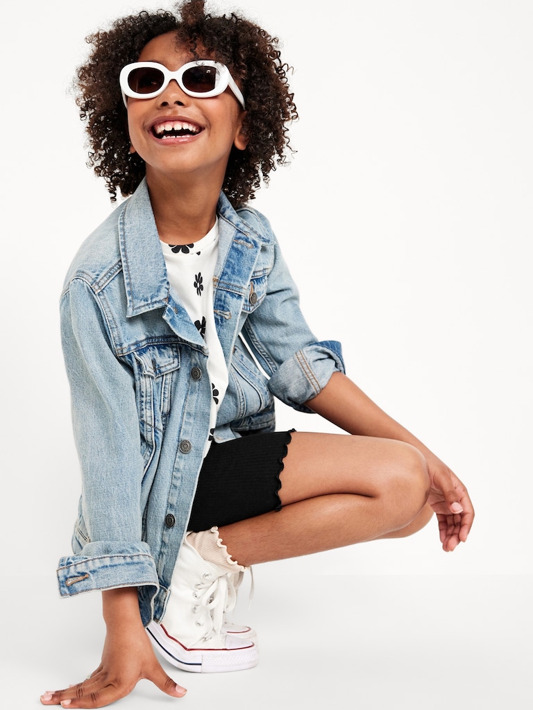 Lettuce-Edge Biker Shorts for Girls