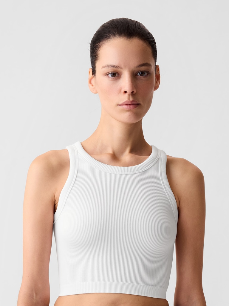 GapFit Seamless Rib Crop Halter Tank Top