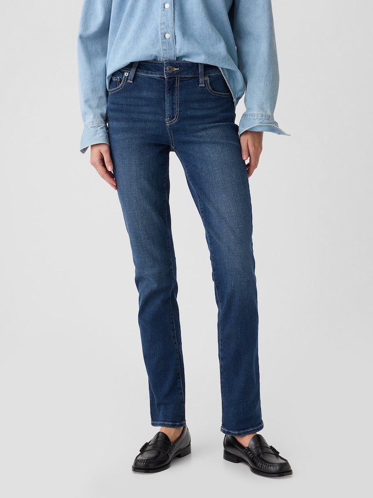 Mid Rise Classic Straight Jeans