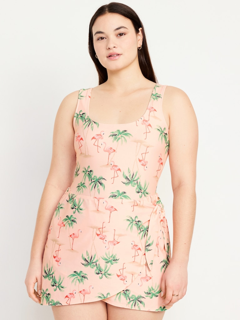 Matte Side-Tie Swim Dress