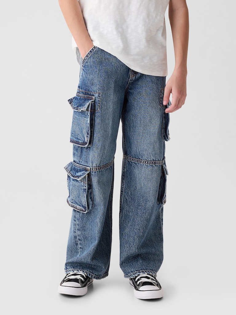 Kids Double Cargo Baggy Jeans