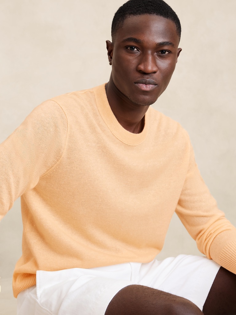 Cashmere-Linen Crew-Neck Sweater