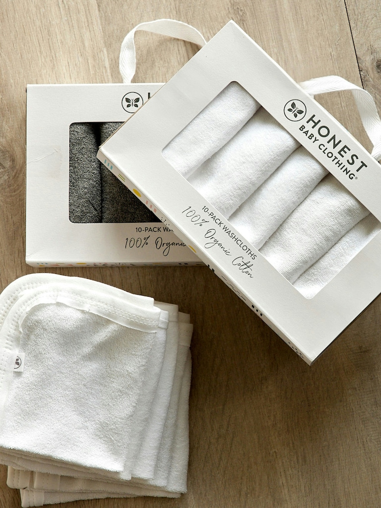 Honest Baby Clothing Ten Pack Organic Cotton Baby Terry Washcloths