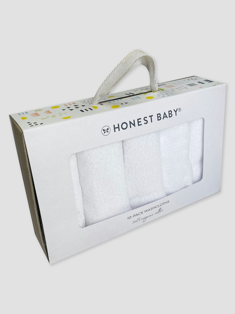 Honest Baby Clothing Ten Pack Organic Cotton Baby Terry Washcloths
