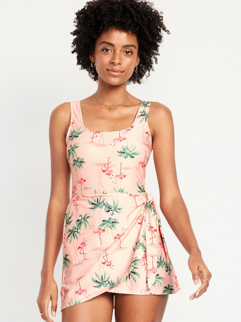 Matte Side-Tie Swim Dress