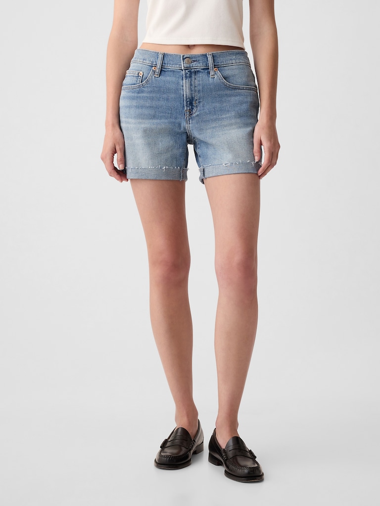 5" Mid Rise Denim Girlfriend Shorts