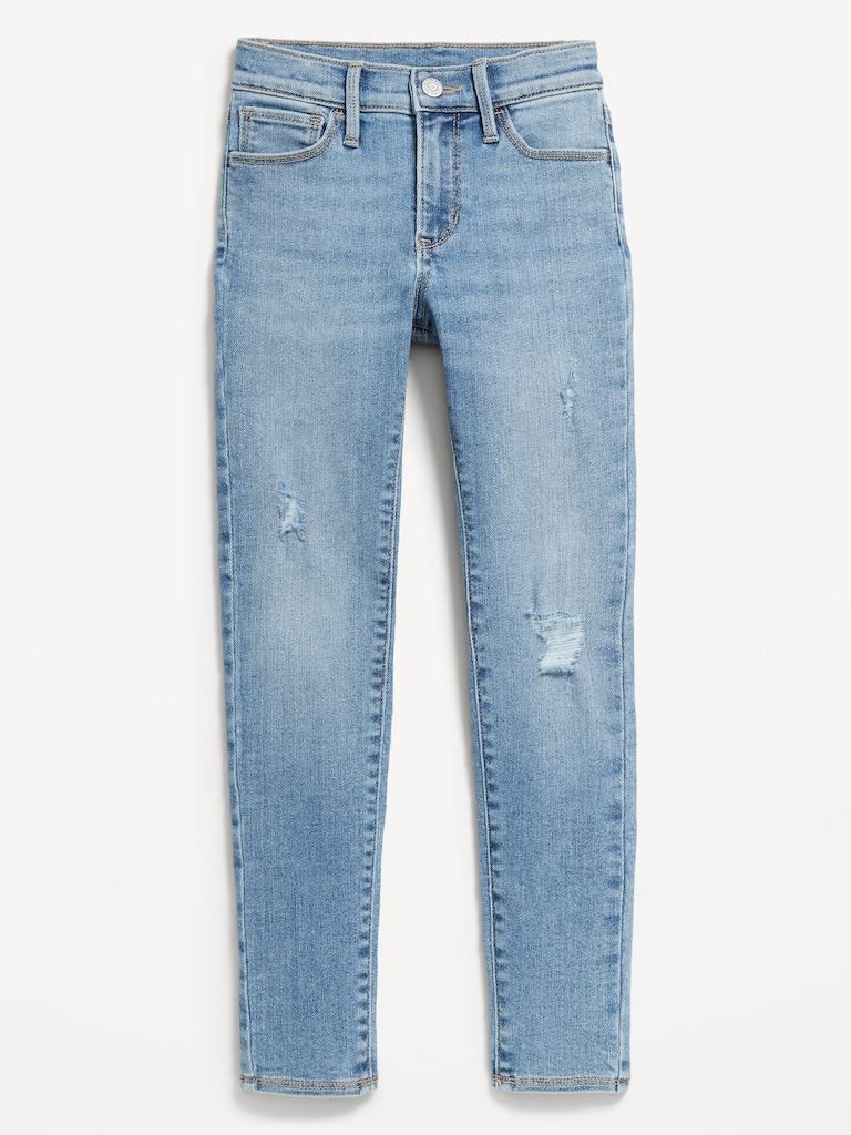 High-Waisted Rockstar 360° Stretch Ripped Jeggings for Girls