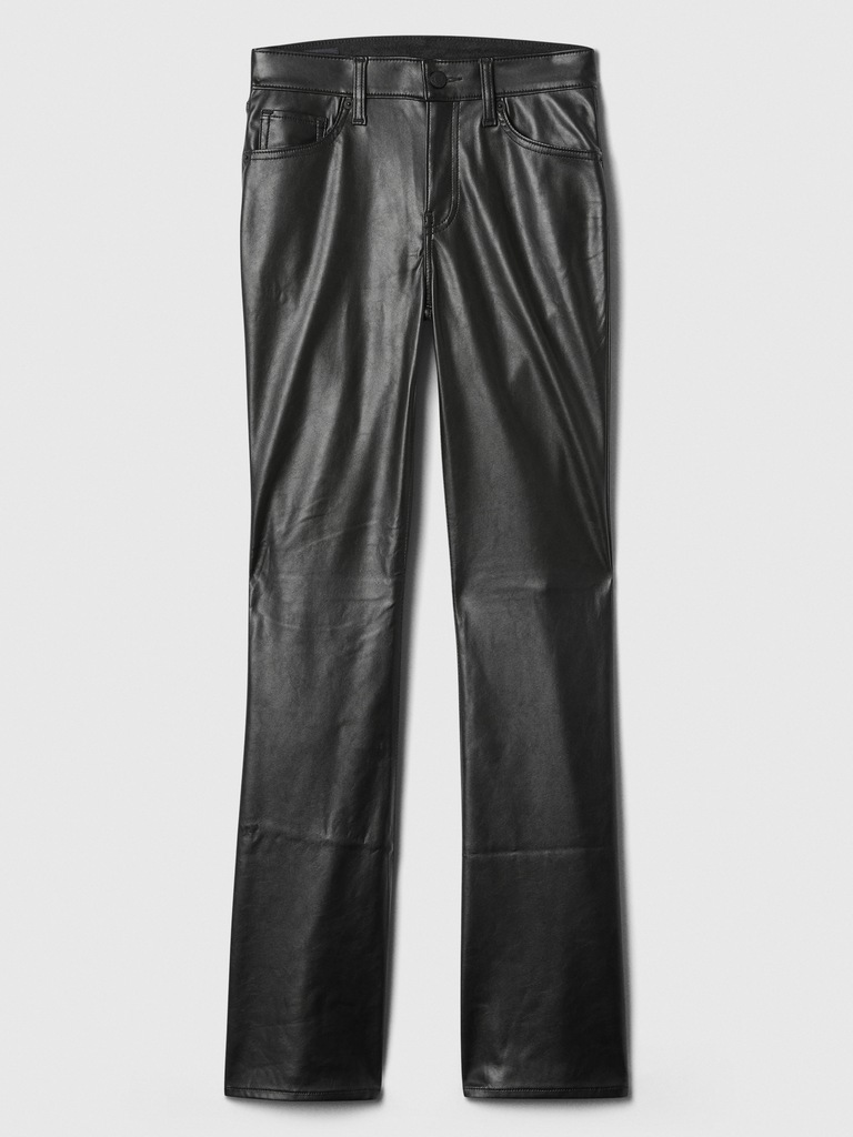 Mid Rise Baby Boot Vegan-Leather Pants