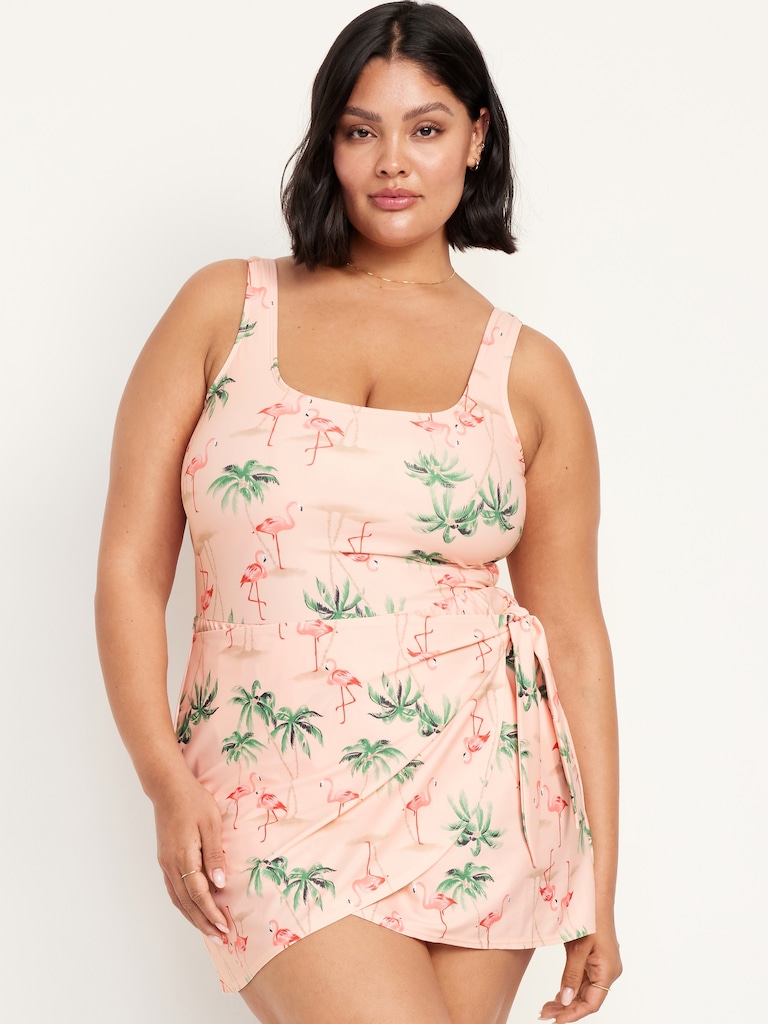 Matte Side-Tie Swim Dress