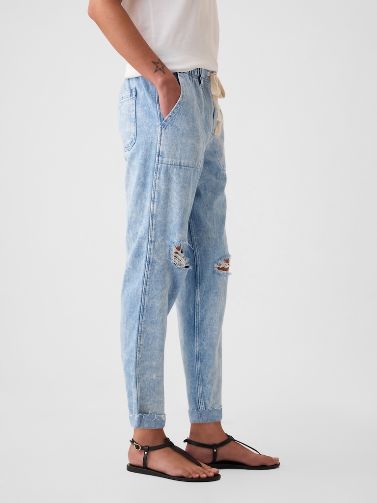 Mid Rise Easy Denim Utility Jeans