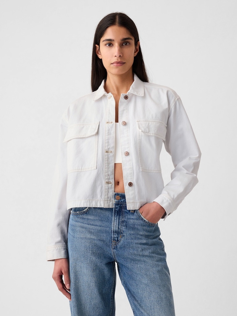 Denim Crop Shirt Jacket