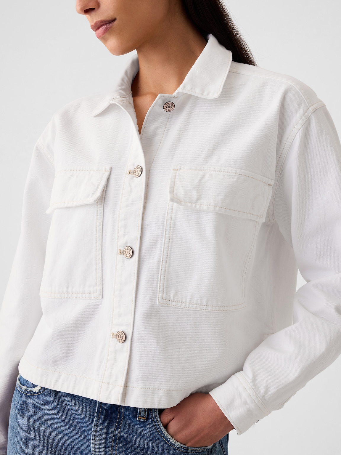 Denim Crop Shirt Jacket