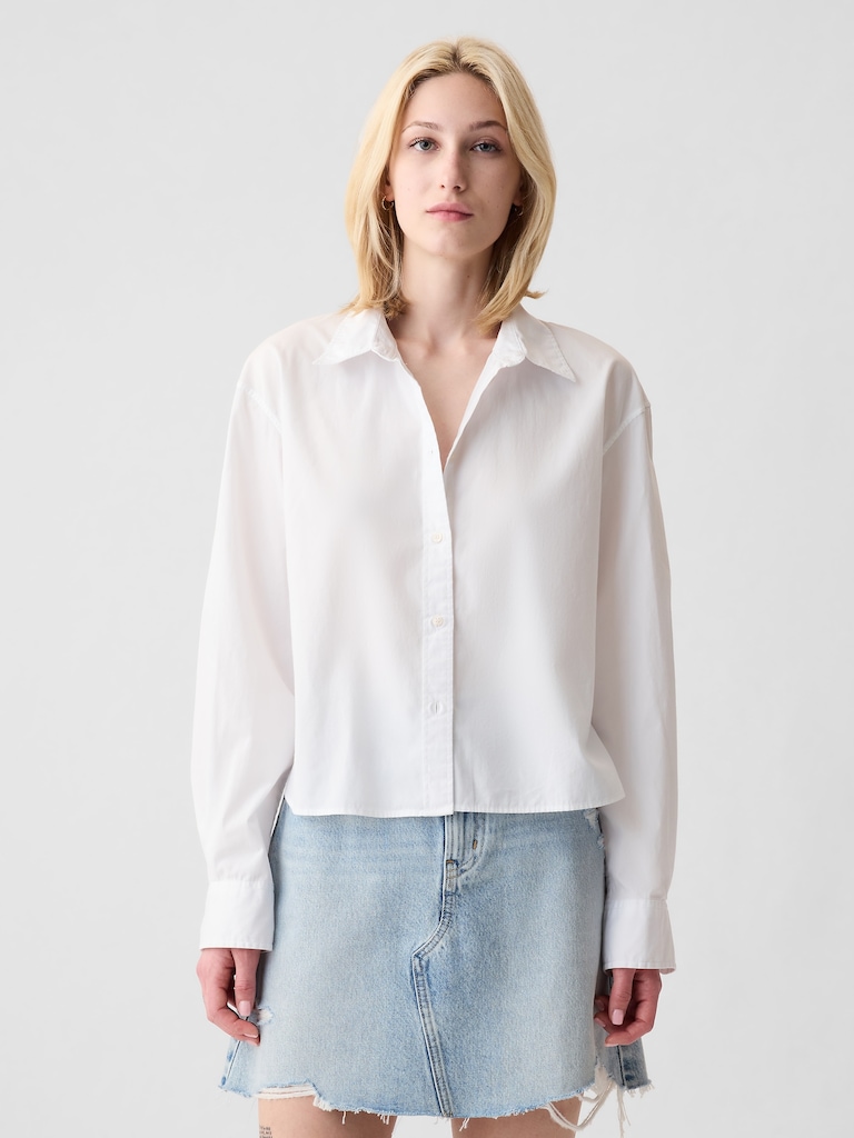 Organic Cotton Poplin Crop Shirt
