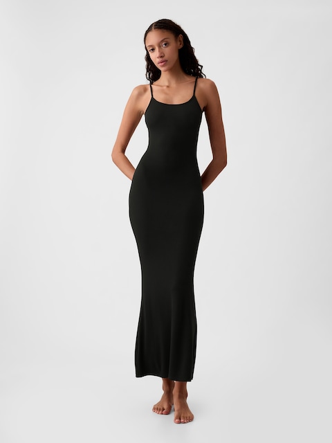 chinese dress ladies Jersey Tank Maxi Dress with Pockets for Tall Women in Black XL / Extra Tall / Black