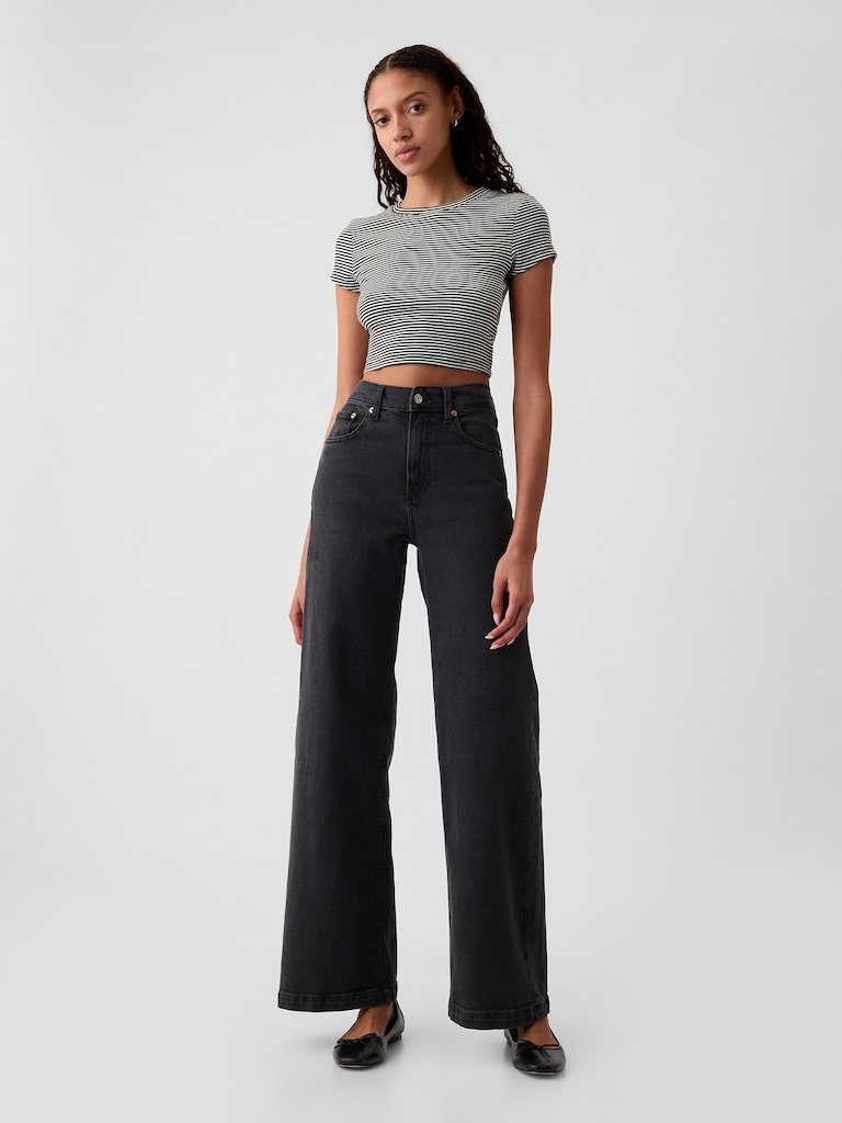 High Rise Stride Wide-Leg Jeans