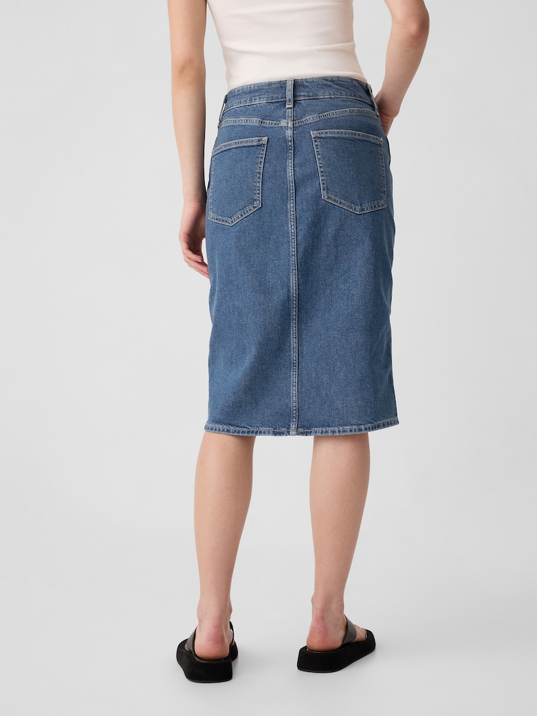 Denim Midi Pencil Skirt