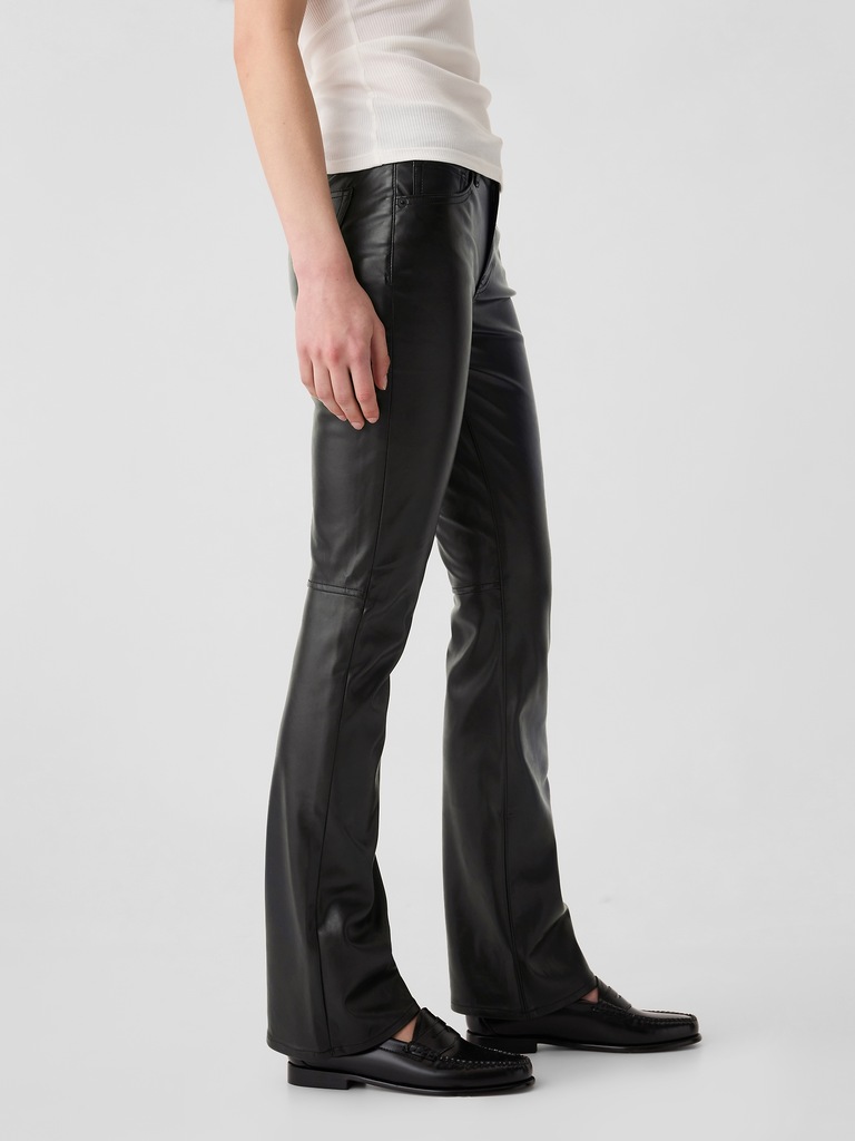 Mid Rise Baby Boot Vegan-Leather Pants