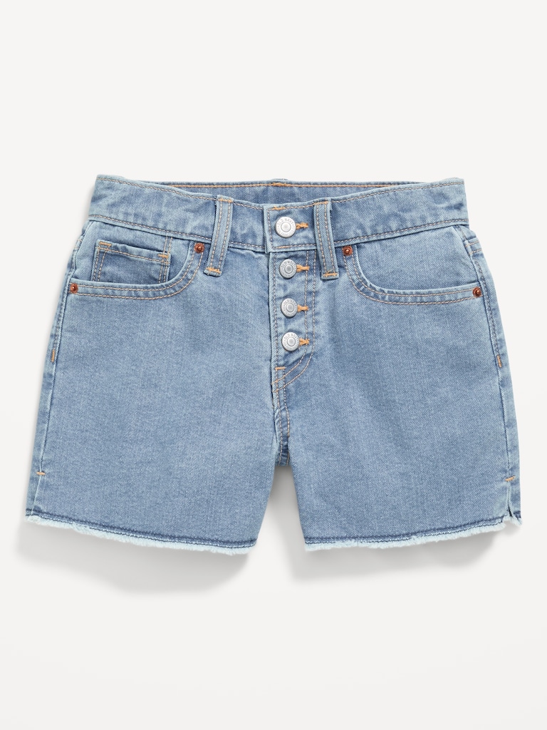 High-Waisted Wow Frayed-Hem Jean Shorts for Girls