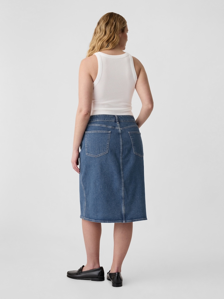 Denim Midi Pencil Skirt