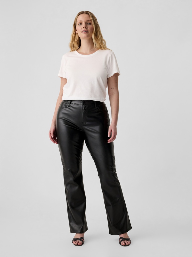 Mid Rise Baby Boot Vegan-Leather Pants