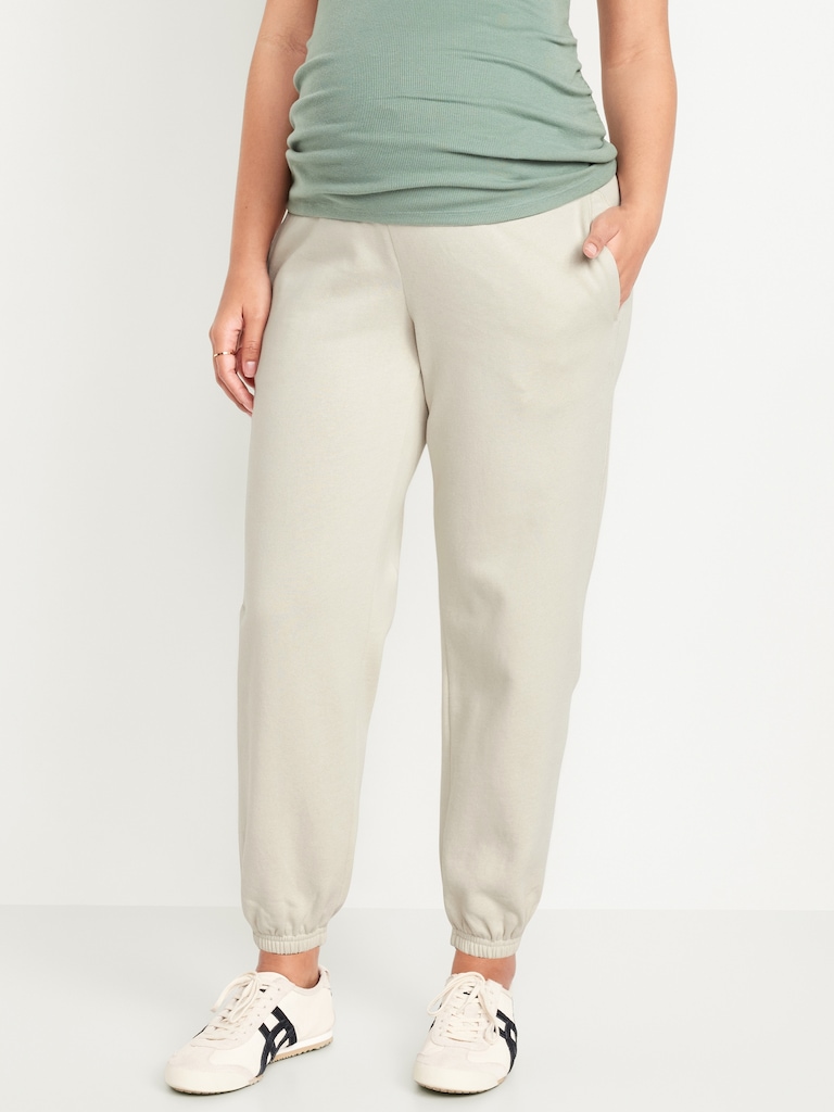 Maternity Rollover-Waist Jogger Sweatpants