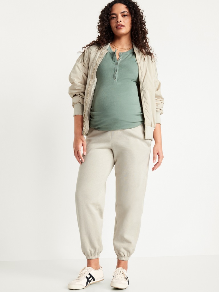 Maternity Rollover-Waist Jogger Sweatpants
