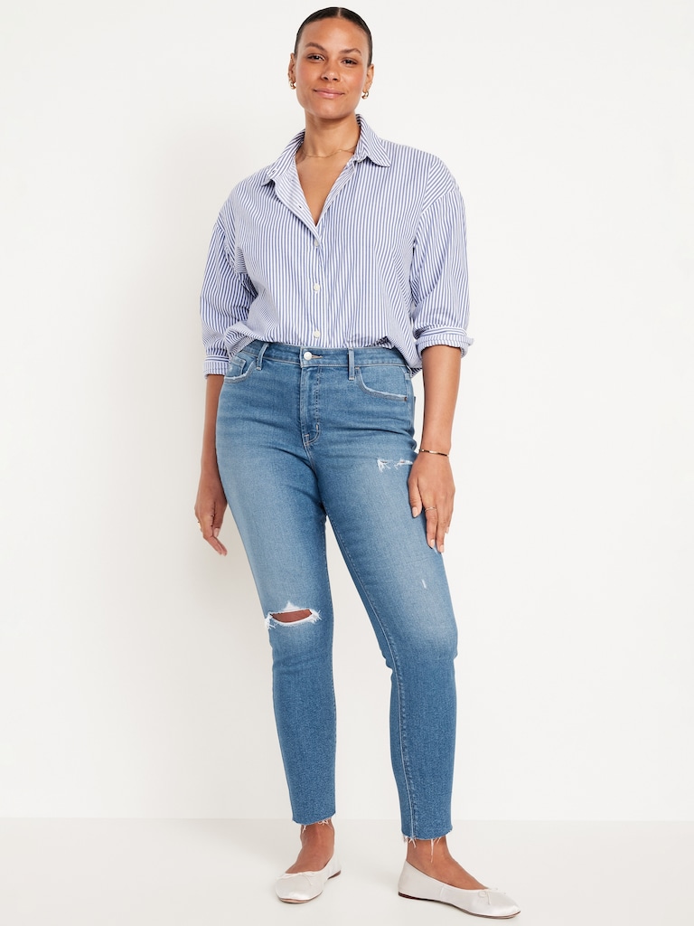 High-Waisted Rockstar Super-Skinny Ankle Jeans