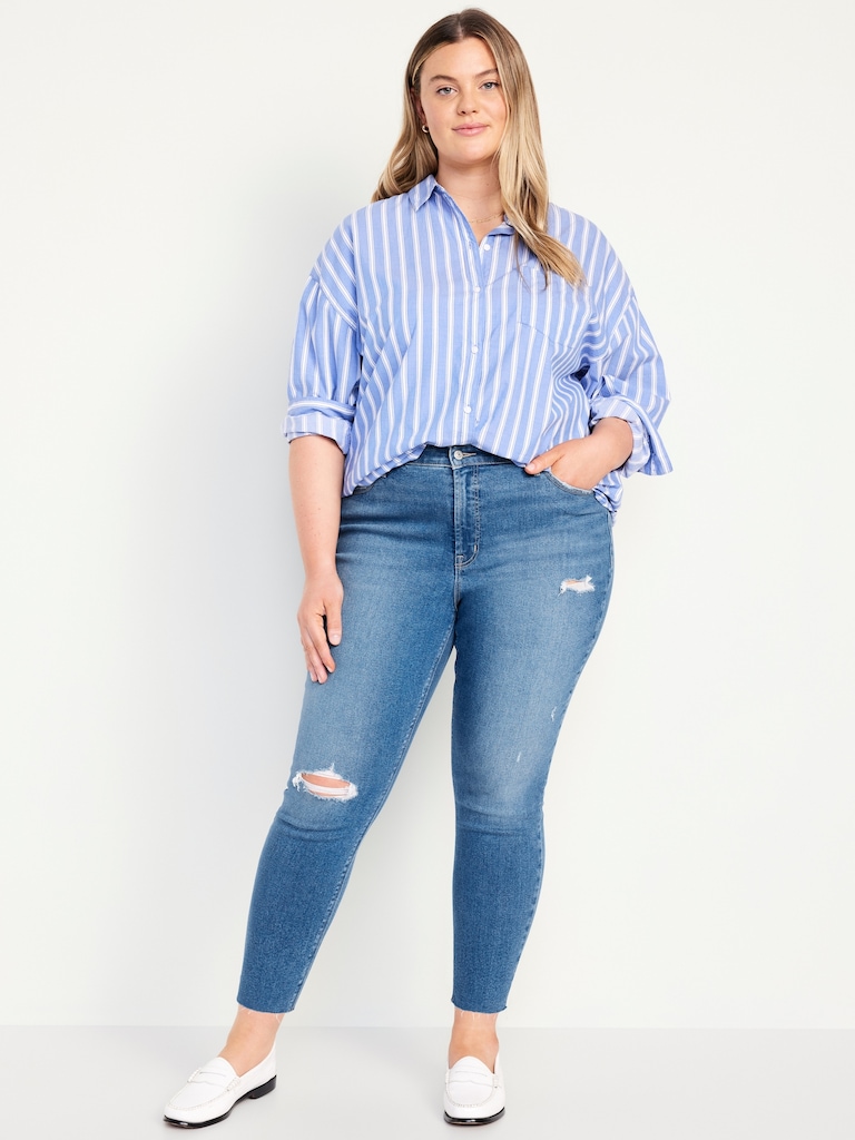 High-Waisted Rockstar Super-Skinny Ankle Jeans