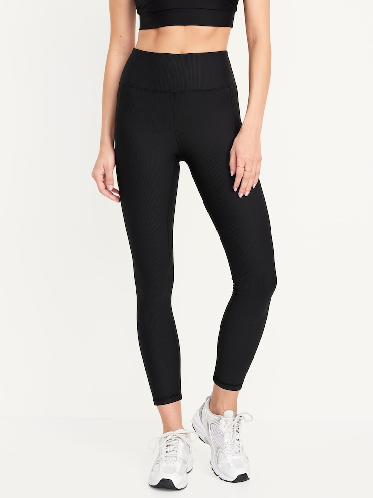 High-Waisted PowerSoft Ribbed Pocket Leggings