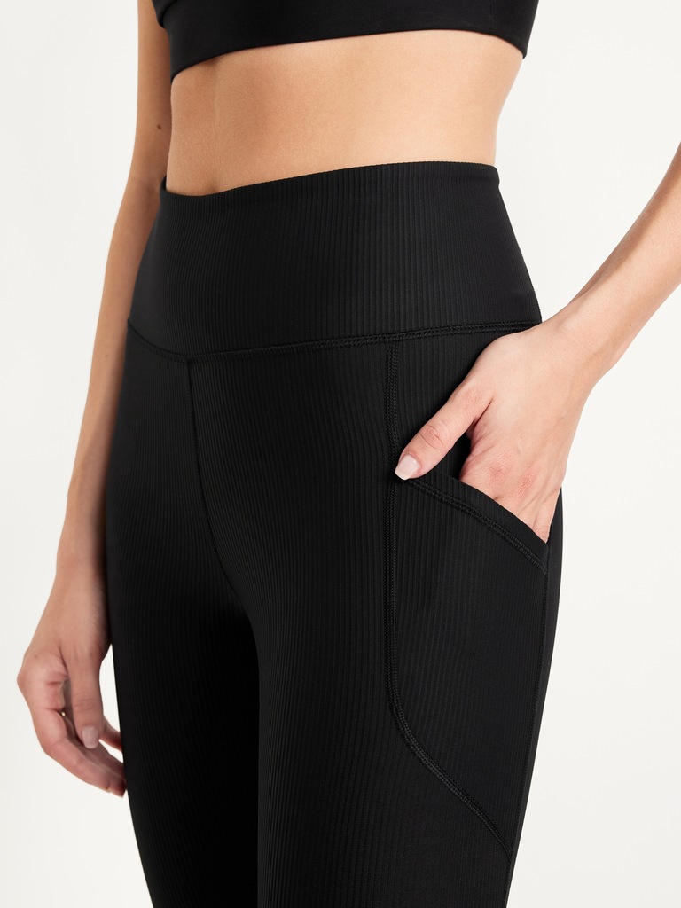 High-Waisted PowerSoft Ribbed Pocket Leggings