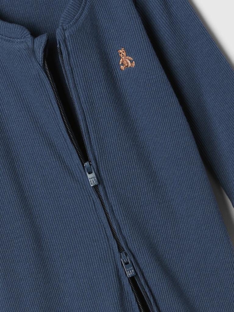 Baby Ribbed Two-Way Zip One-Piece