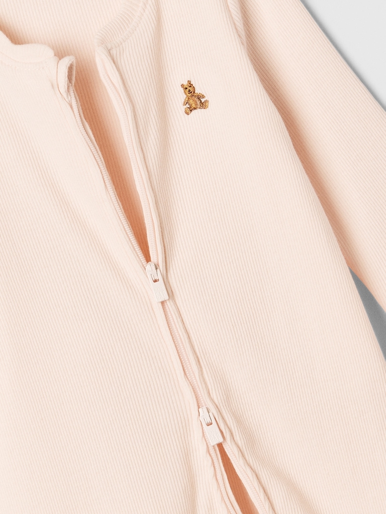 Baby Ribbed Two-Way Zip One-Piece