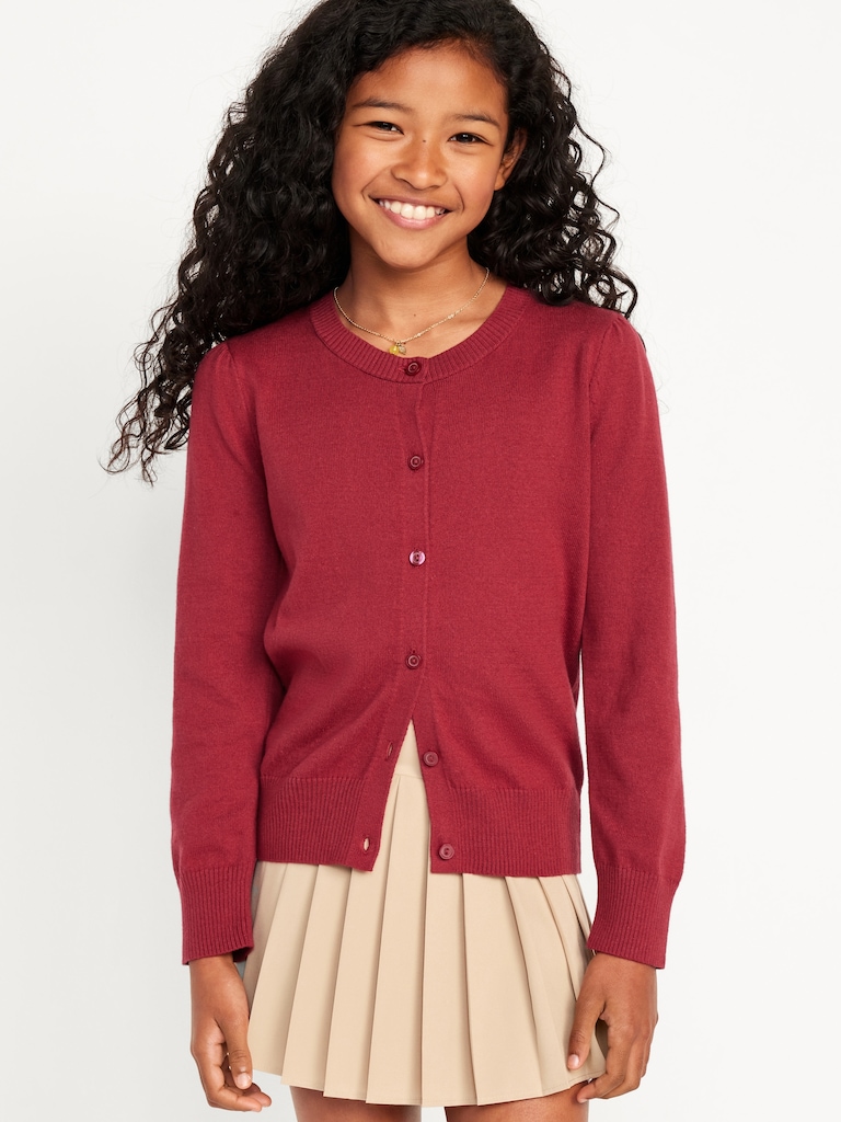 School Uniform Button-Up Cardigan for Girls