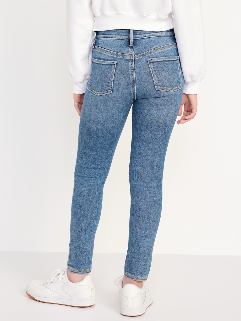 High-Waisted Rockstar 360° Stretch Ripped Jeggings for Girls