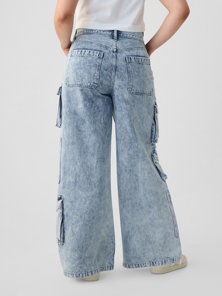 Mid Rise Cargo Baggy Jeans
