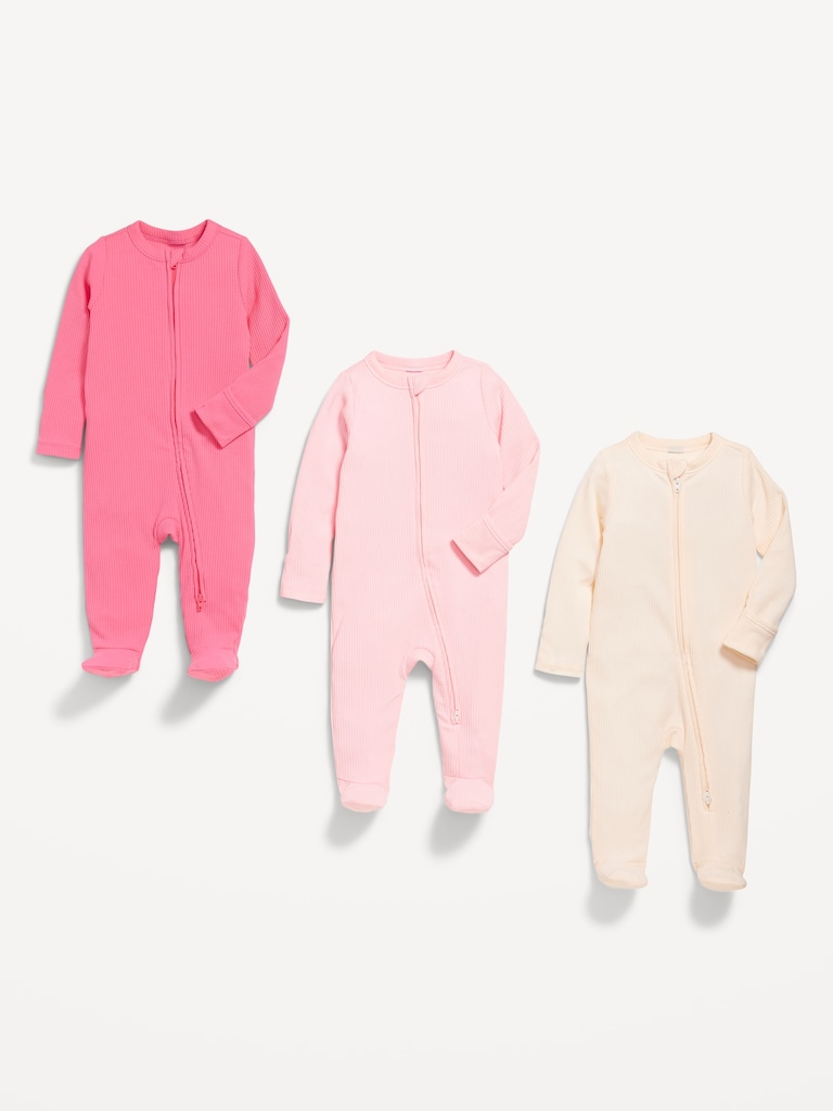 2-Way-Zip Sleep & Play Footed One-Piece 3-Pack for Baby