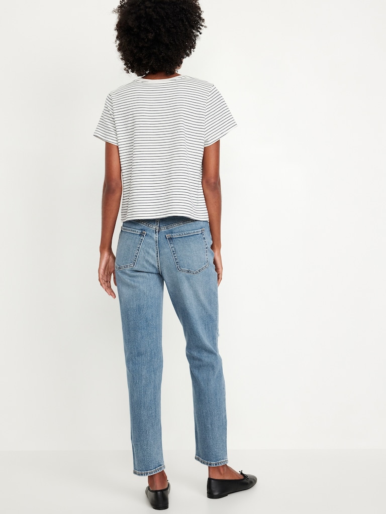 High-Waisted OG Straight Ripped Ankle Jeans