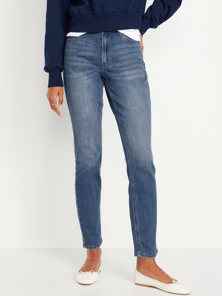 High-Waisted Wow Straight Ankle Jeans