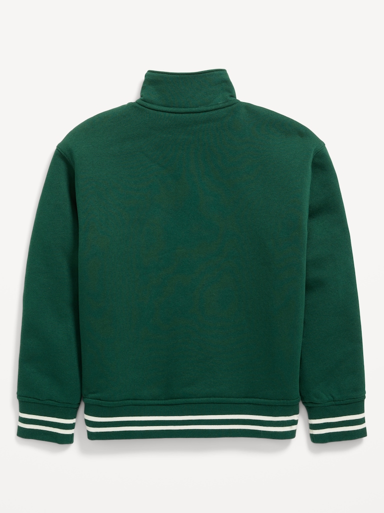 Zip-Front Embroidered Patch Bomber Jacket for Boys