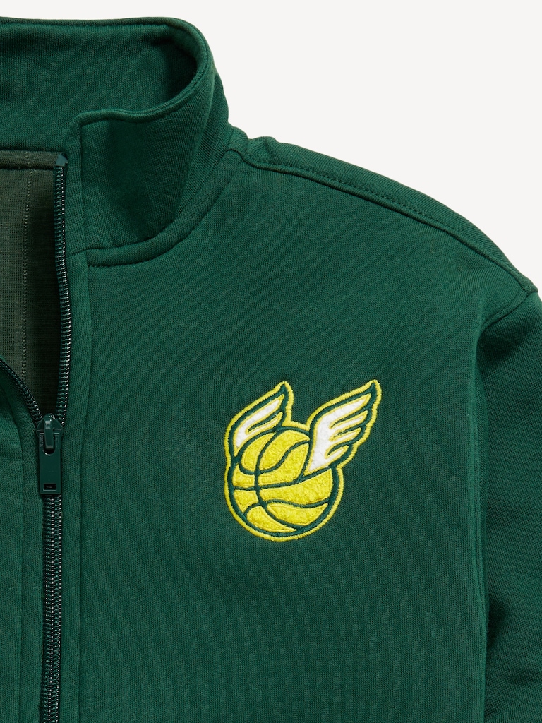 Zip-Front Embroidered Patch Bomber Jacket for Boys