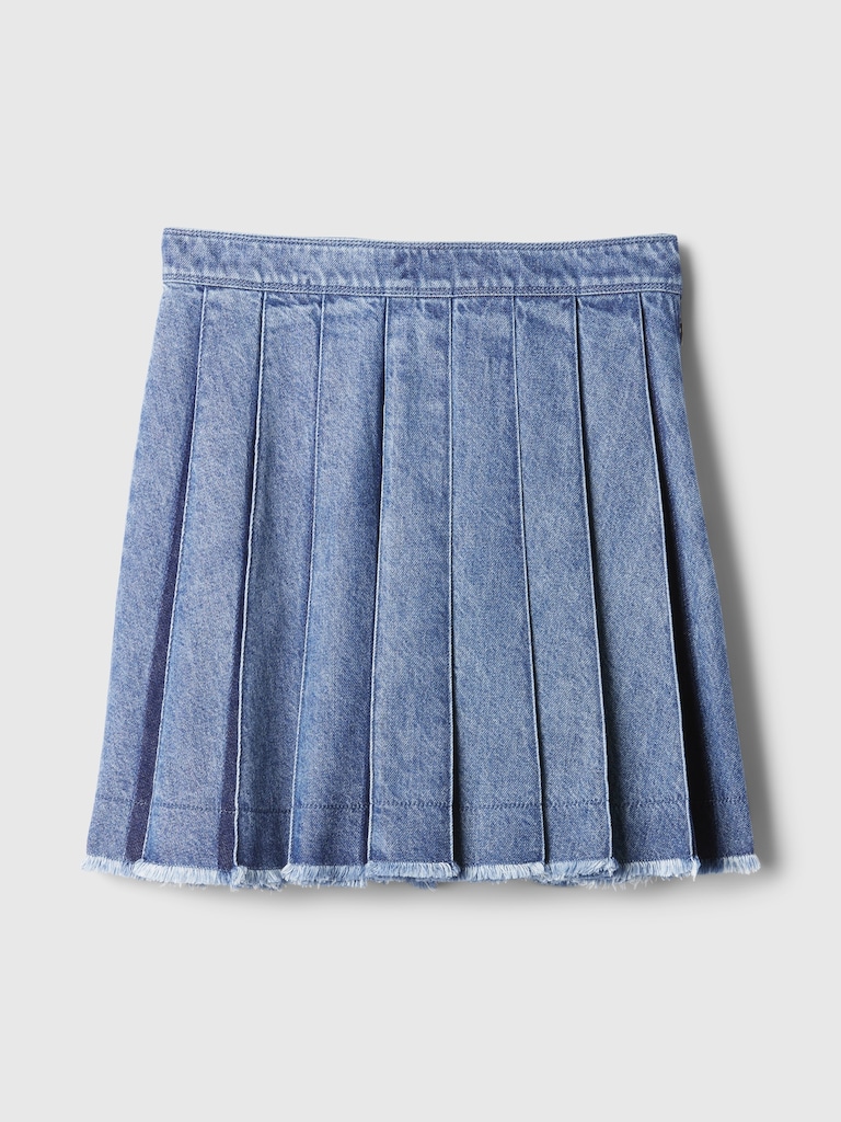 Pleated Denim Mini Skirt