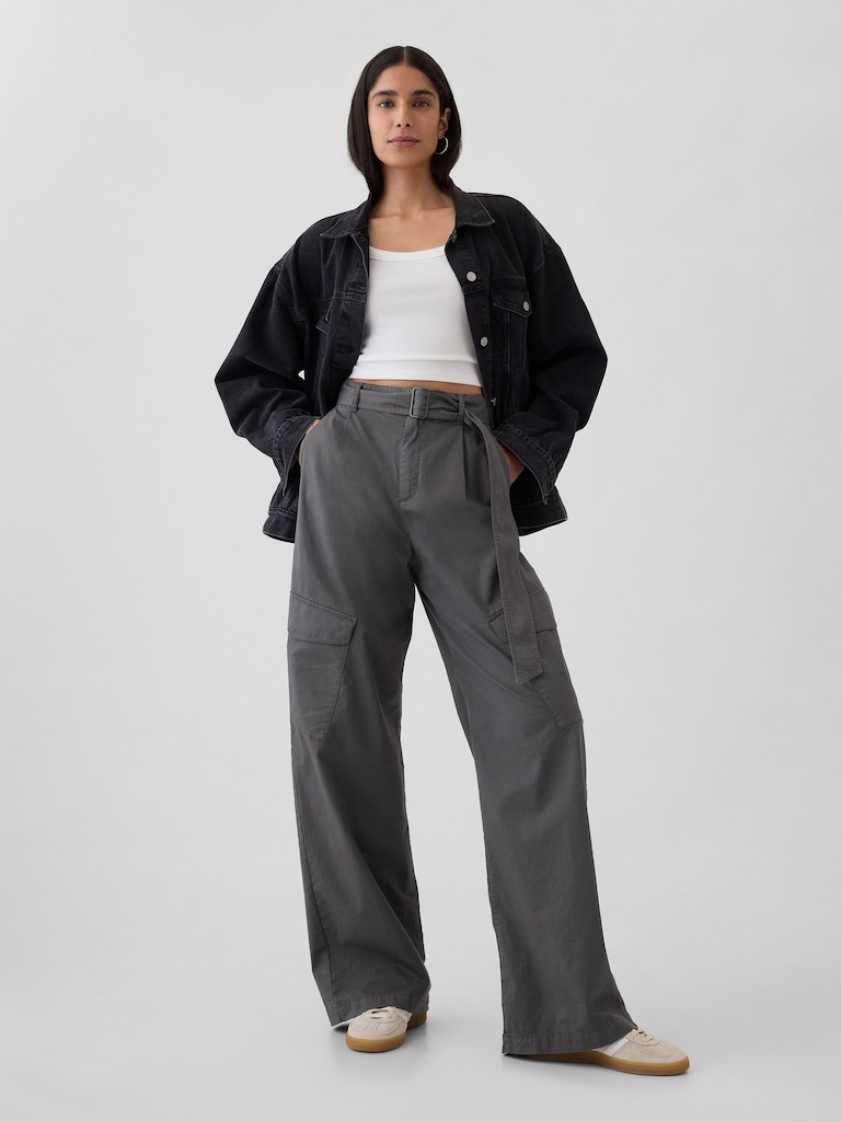 High Rise Baggy Cargo Trousers