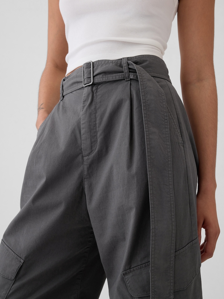 High Rise Baggy Cargo Trousers