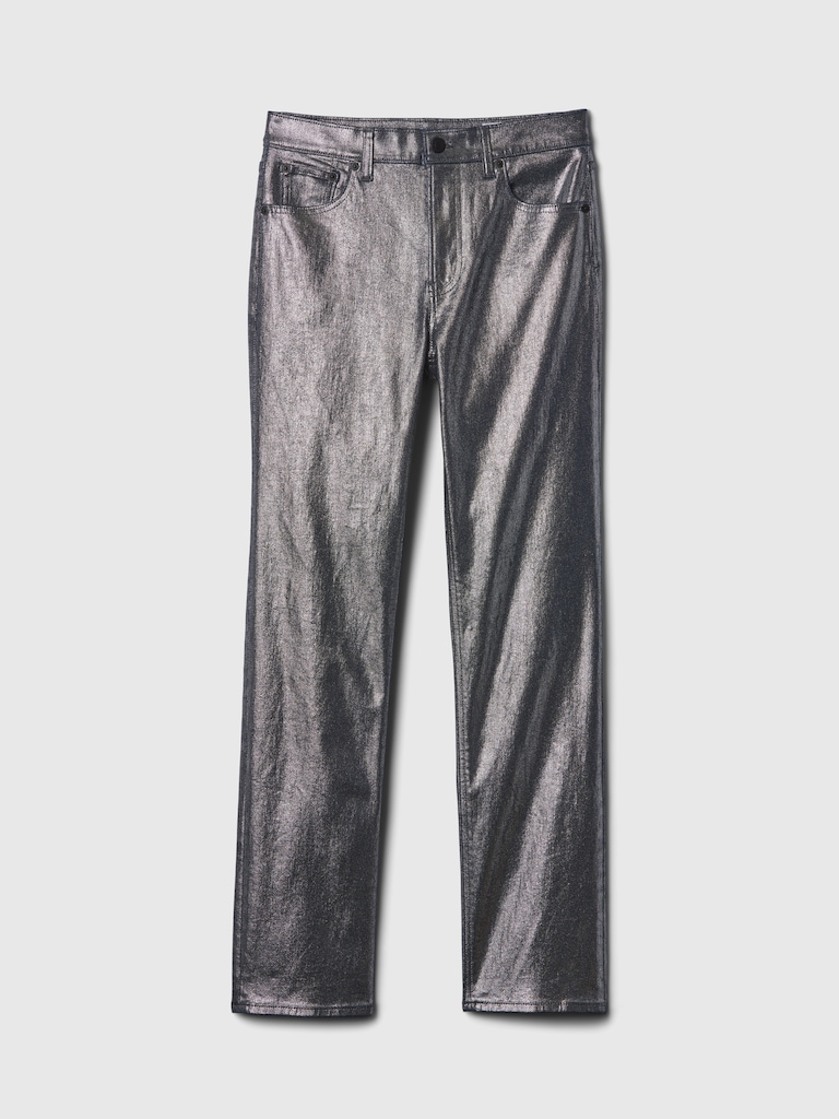 High Rise Metallic '90s Slim Straight Jeans