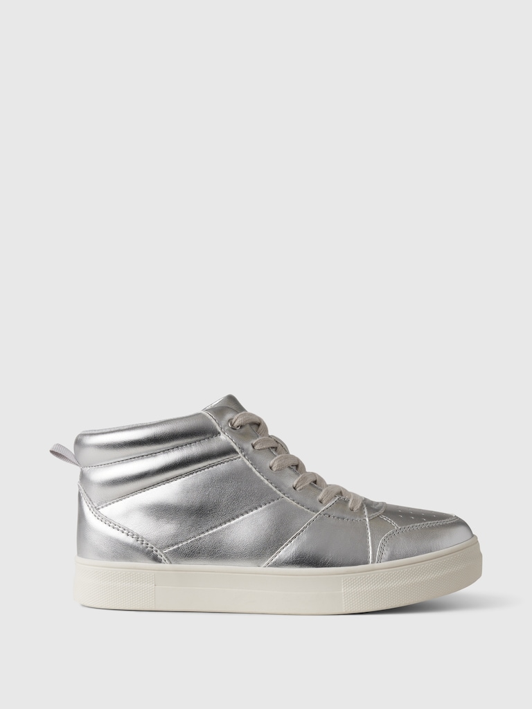 Kids High-Top Metallic Sneakers